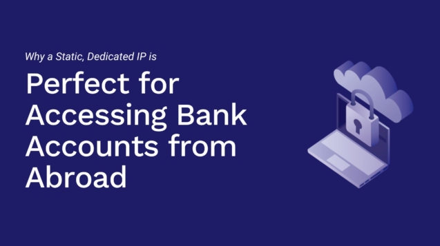 banner image with a laptop with a padlock on it with a text VPN for banking abroad